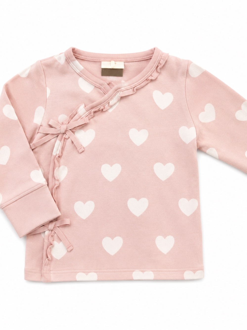 Pink Heart Print Wrap-Style Baby Top